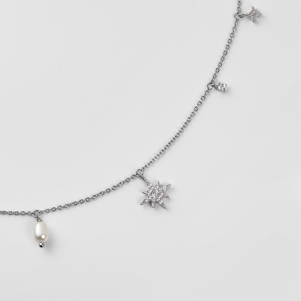 Windrose Celestial Halskette Silber