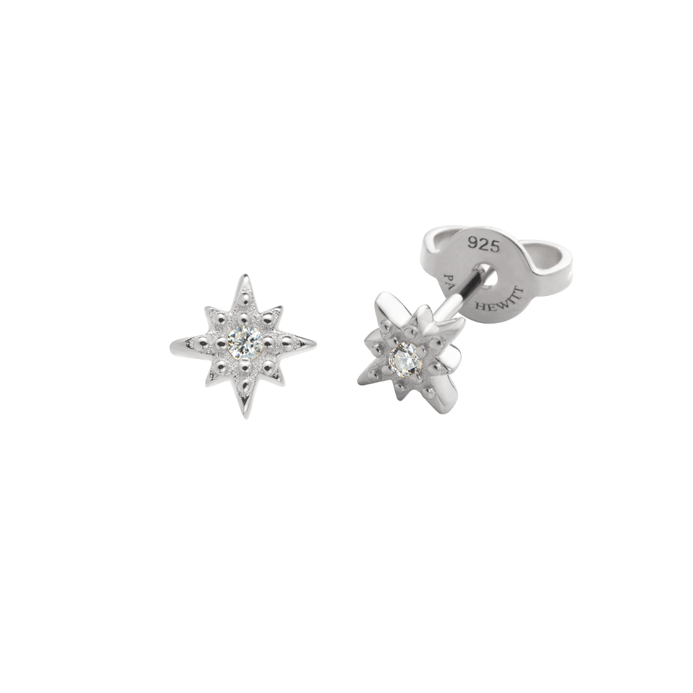 Windrose Mono Ohrring Silber