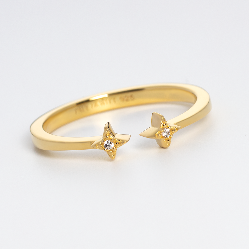 Windrose Open Stars Ring Gold