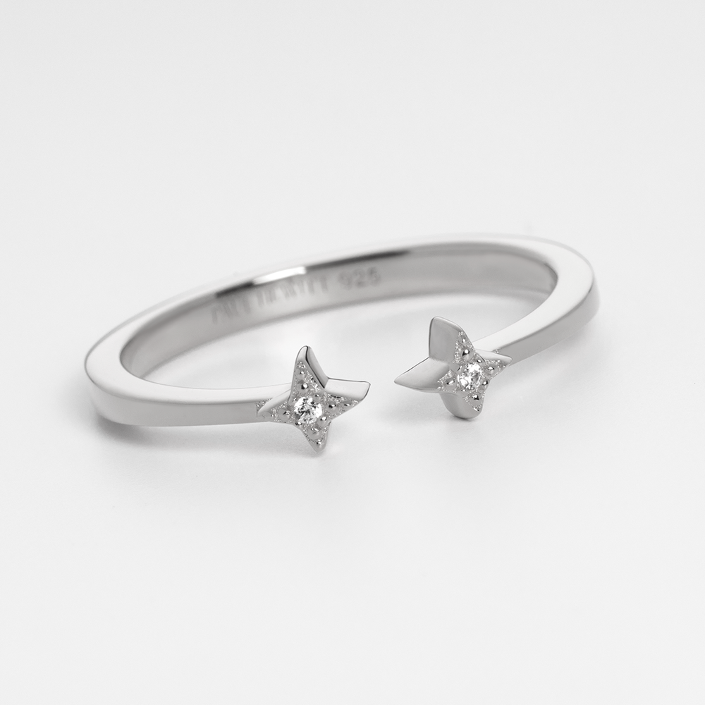 Windrose Open Stars Ring Silber