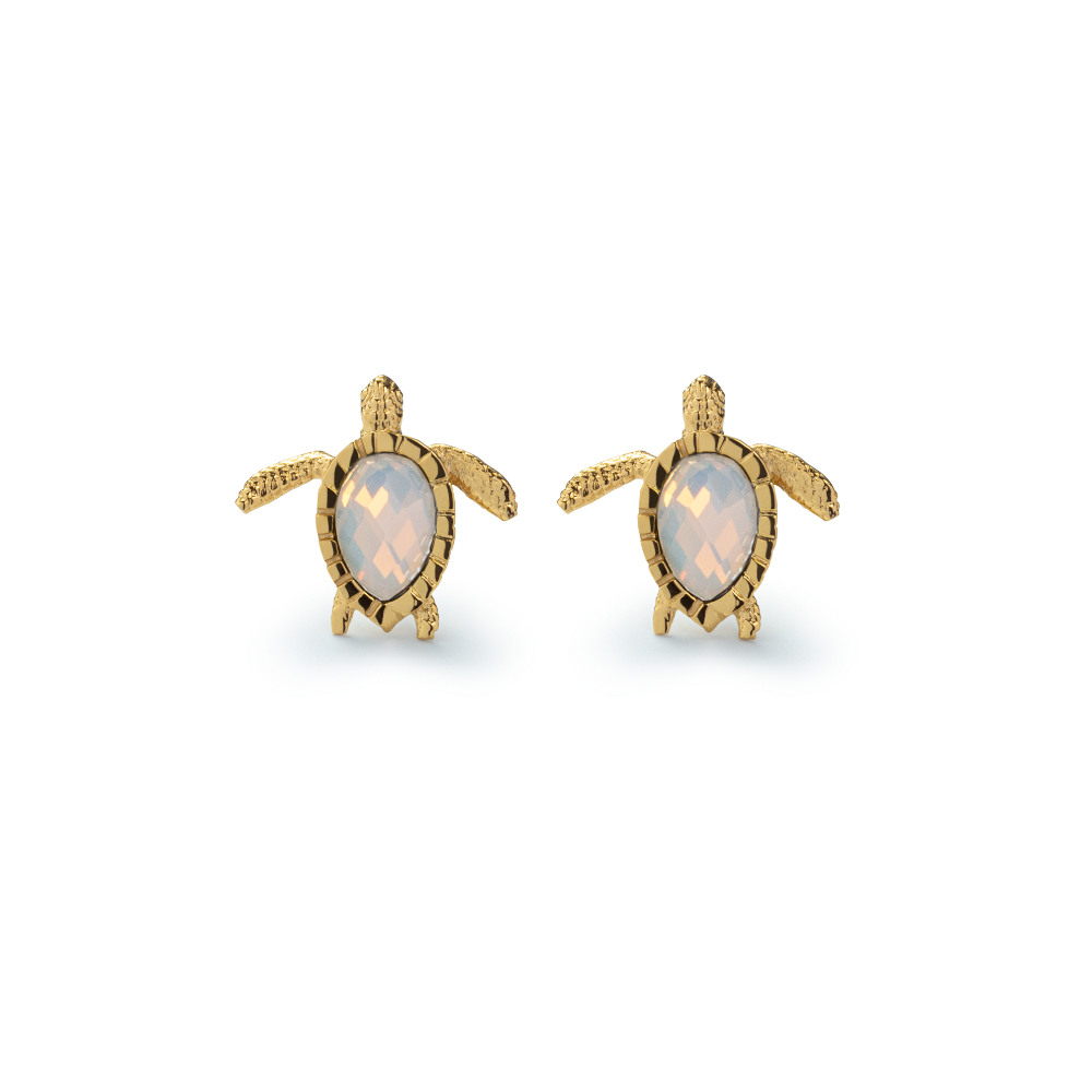 Turtle Earring White Breeze Gold
