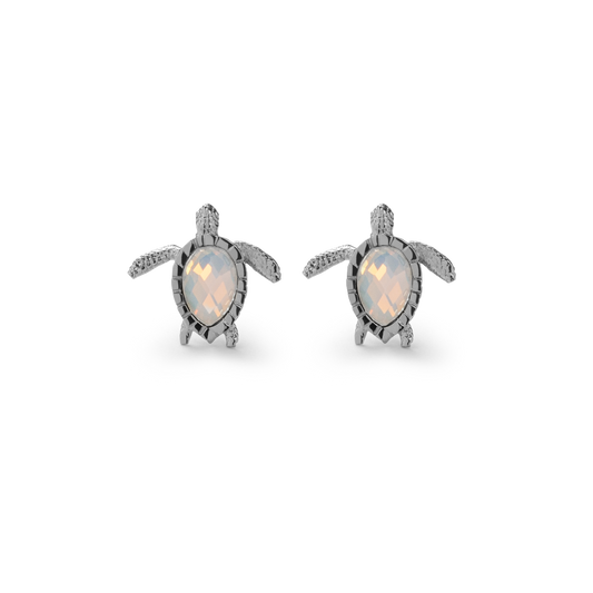 Turtle Earring White Breeze Silver