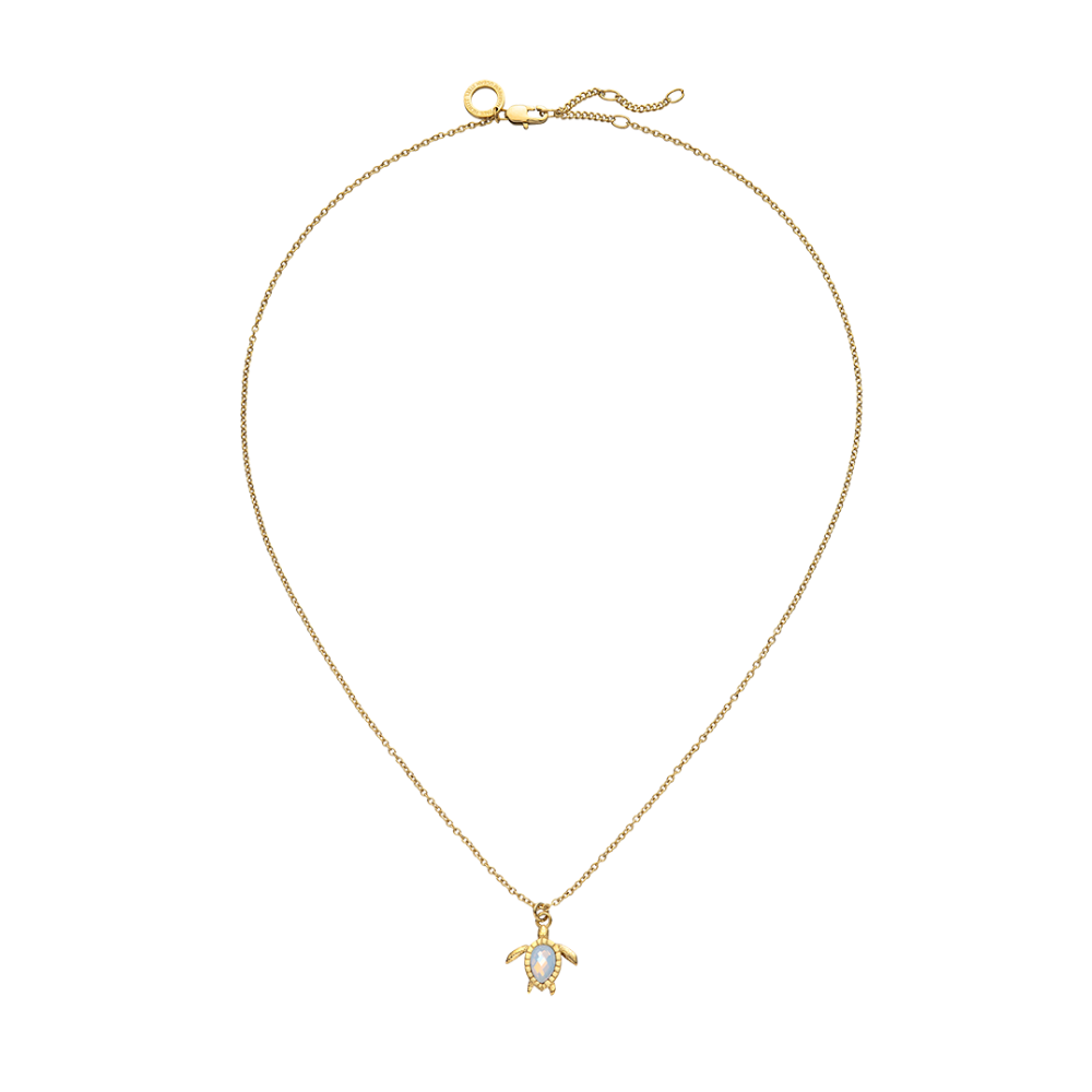 Turtle Mono Necklace White Breeze Gold