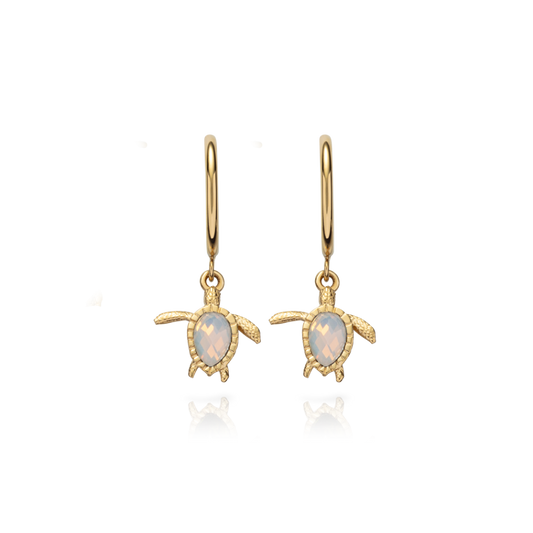 Turtle Hoops Earring White Breeze Gold