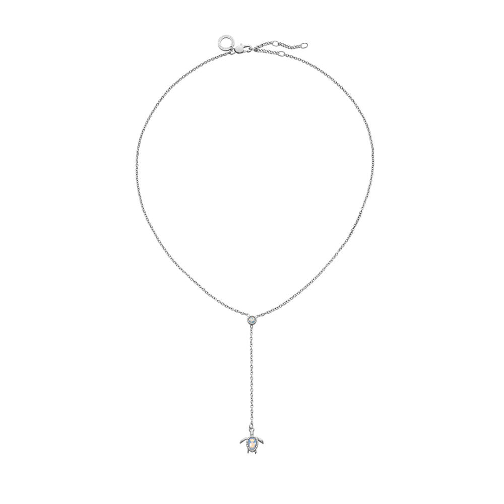 Turtle Y Necklace White Breeze Silver