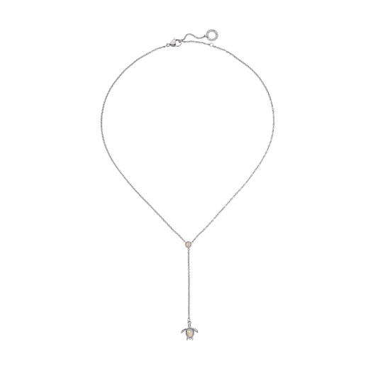 Turtle Y Necklace White Breeze Silver