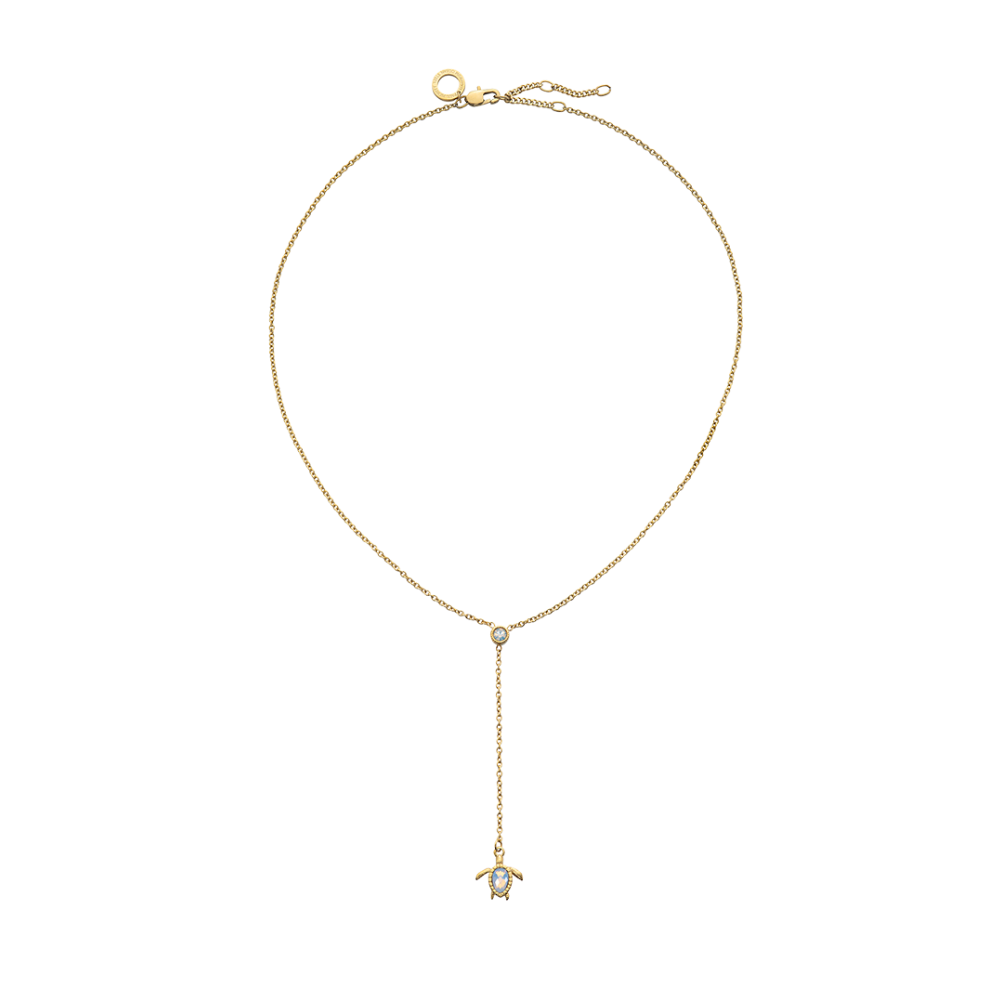 Turtle Y Necklace White Breeze Gold