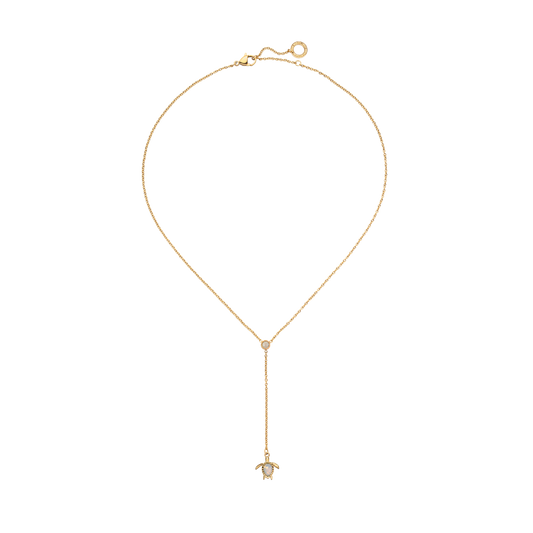 Turtle Y Necklace White Breeze Gold