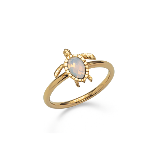 Turtle Ring White Breeze Gold