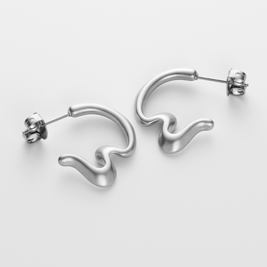Waves Curve Boucle d'oreille Argent
