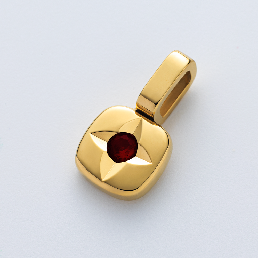 Set Birthstone Charm January und Halskette Gold