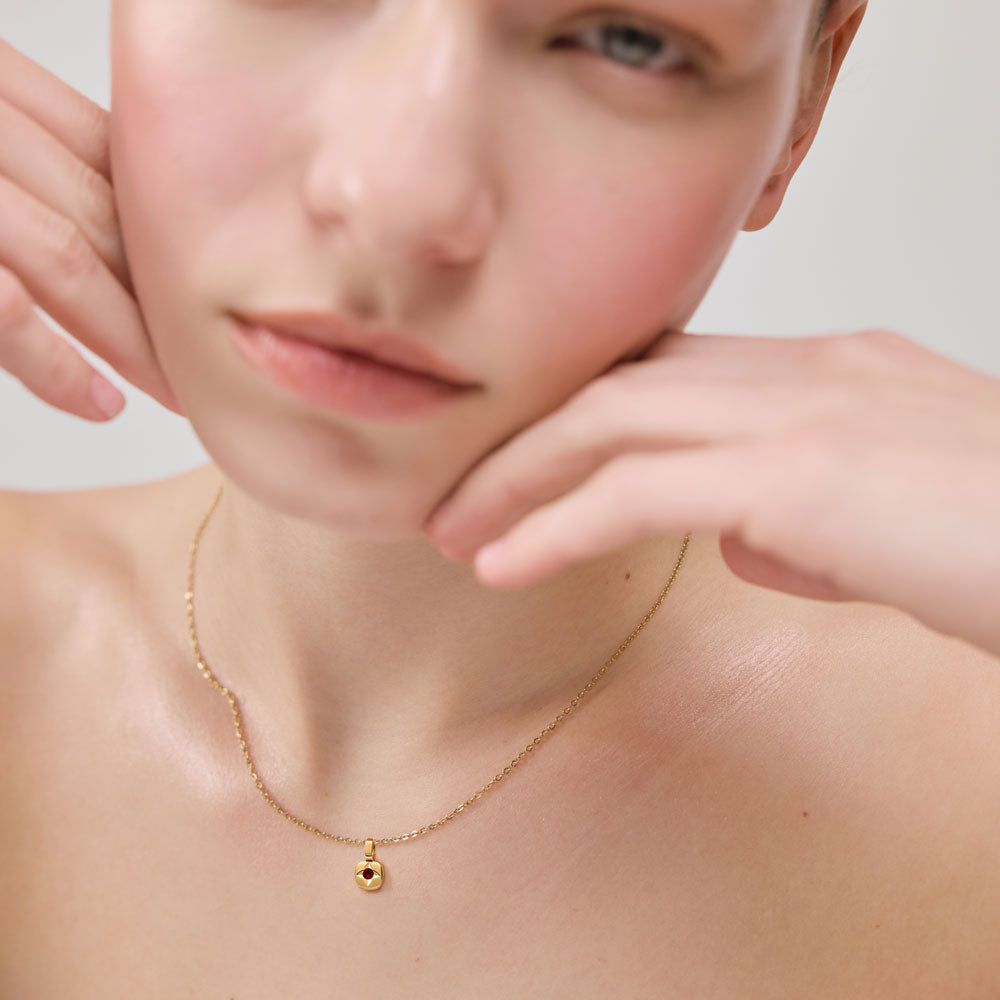 Set Birthstone Charm January und Halskette Gold