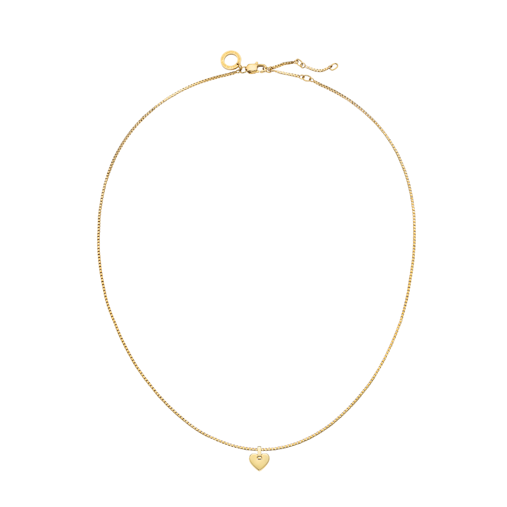 Set Engravable Heart Pendant and Necklace Gold