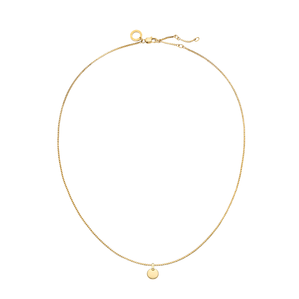 Set Engravable Round Pendant und Halskette Gold