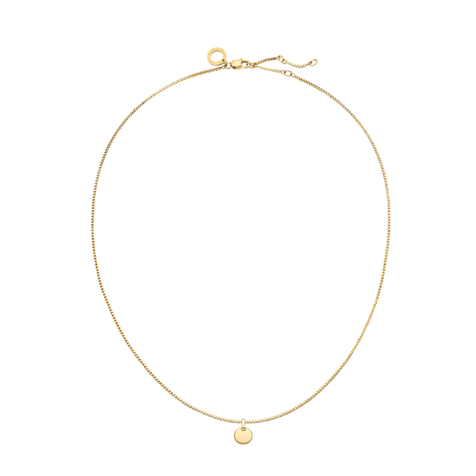Set Engravable Round Pendant und Halskette Gold