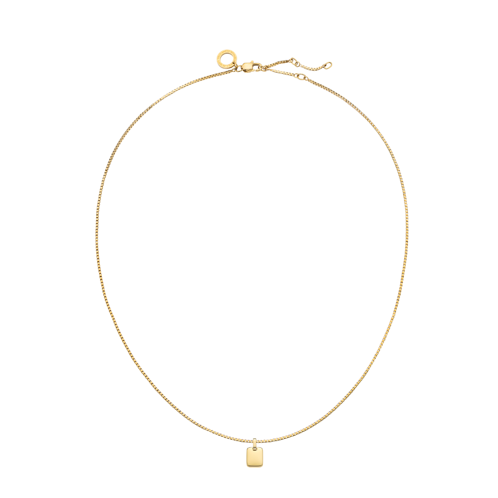 Set Engravable Plate Pendant and Necklace Gold