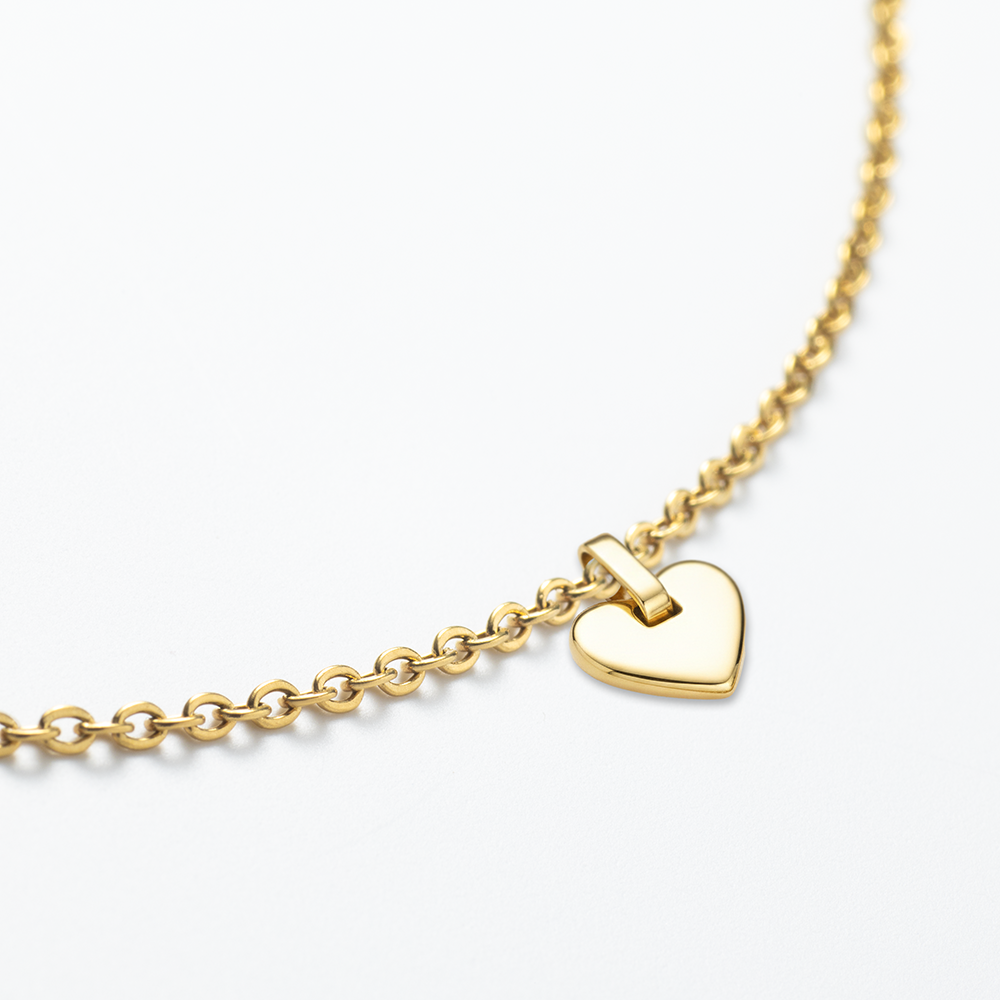 Set Engravable Heart Pendant and Necklace Gold