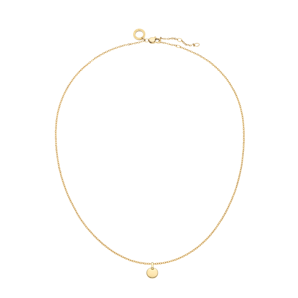 Set Engravable Round Pendant und Halskette Gold