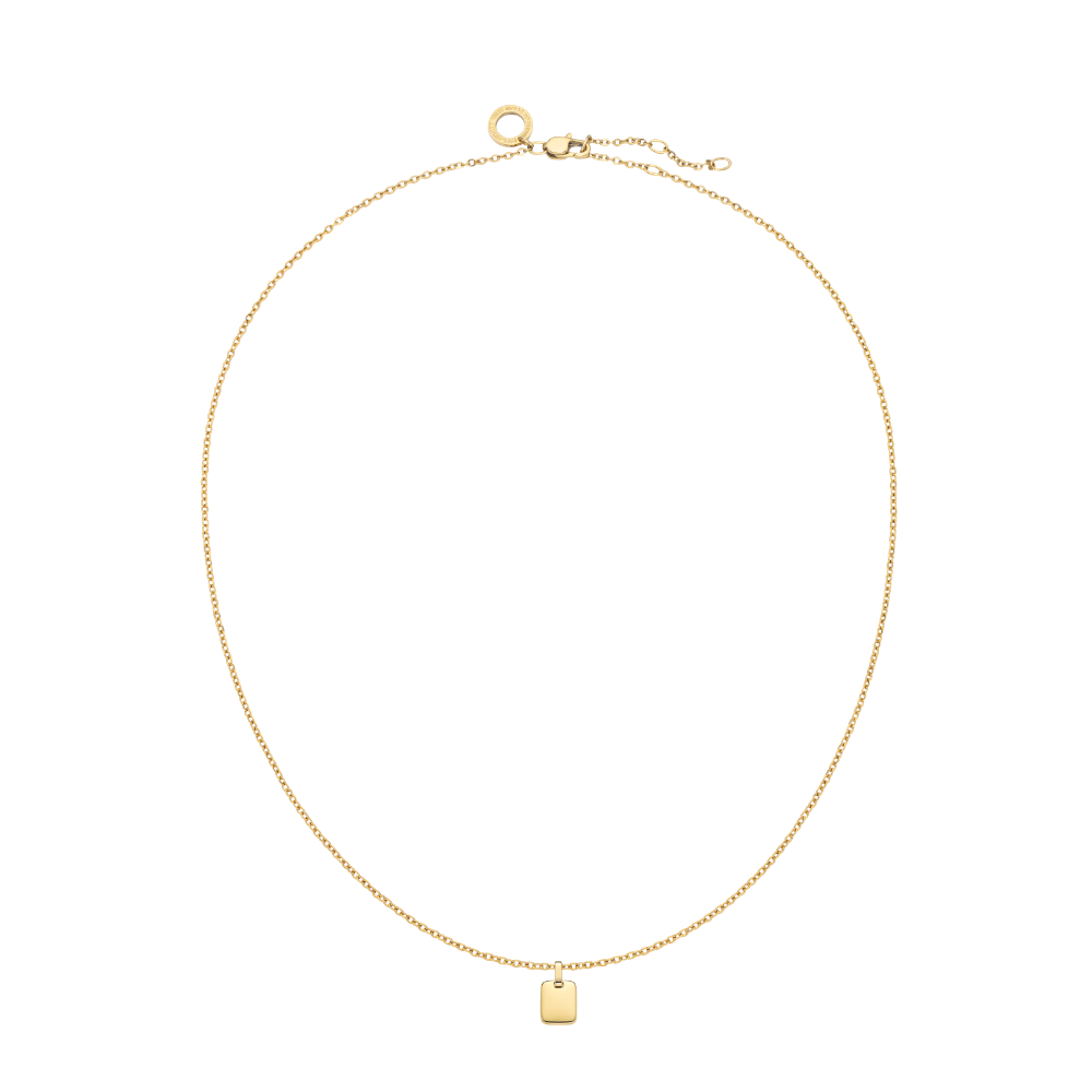 Set Engravable Plate Pendant and Necklace Gold