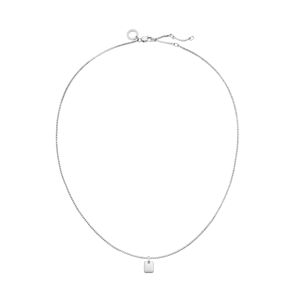 Set Engravable Plate Pendant and Necklace Silver