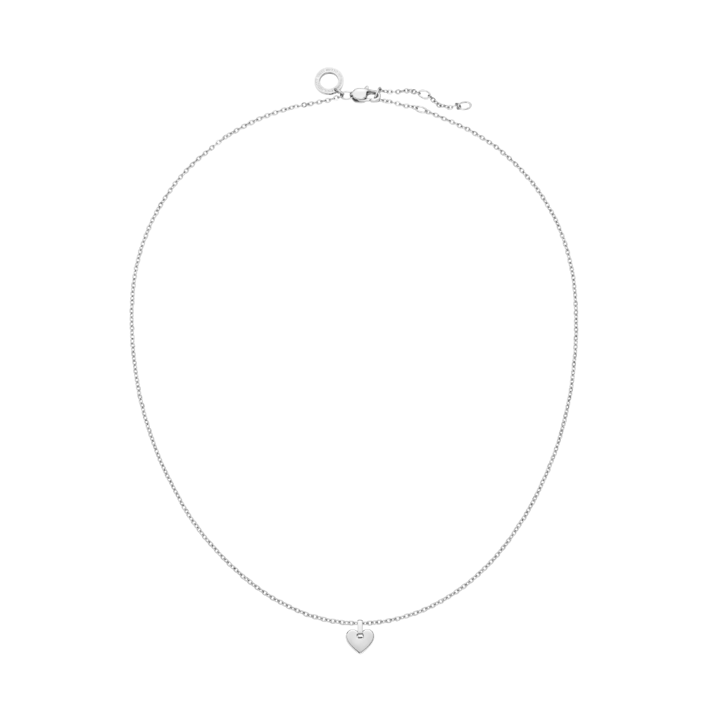 Set Engravable Heart Pendant and Necklace Silver