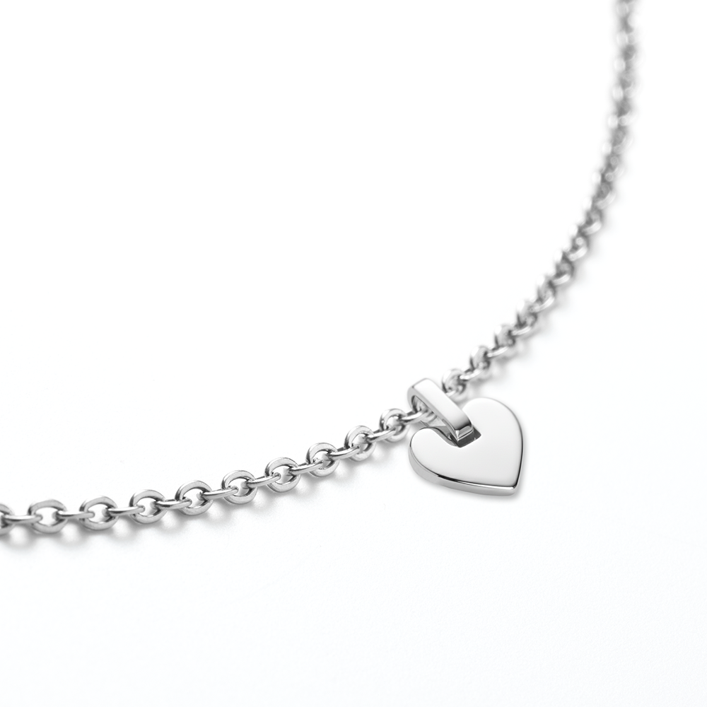 Set Engravable Heart Pendant and Necklace Silver