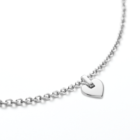 Set Engravable Heart Pendant und Halskette Silber