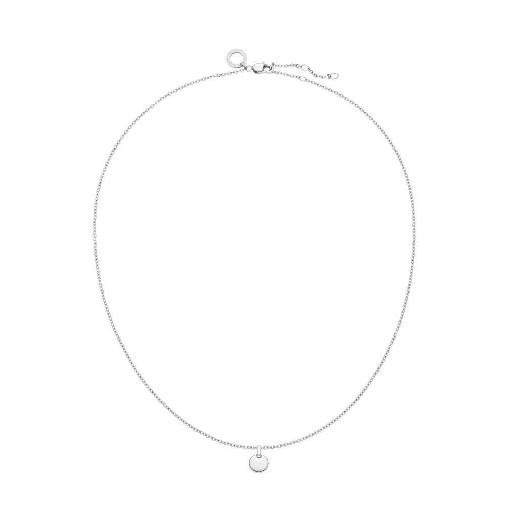Set Engravable Round Pendant and Necklace Silver