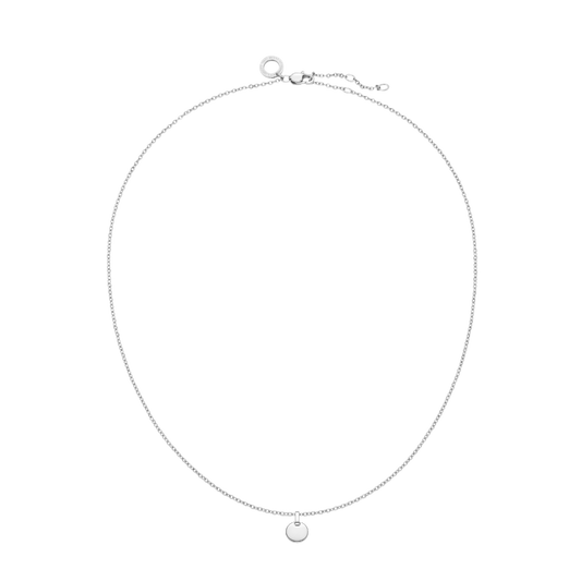 Set Engravable Round Pendant und Halskette Silber