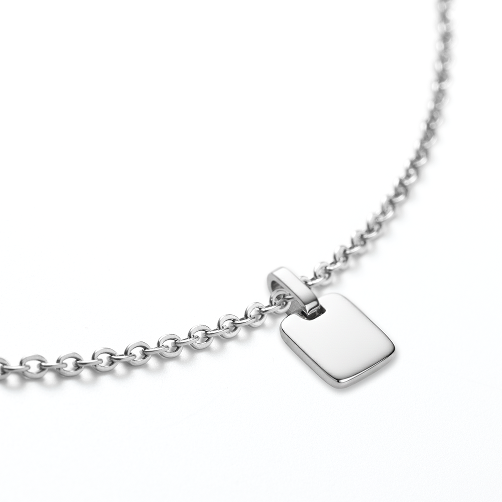 Set Engravable Plate Pendant and Necklace Silver