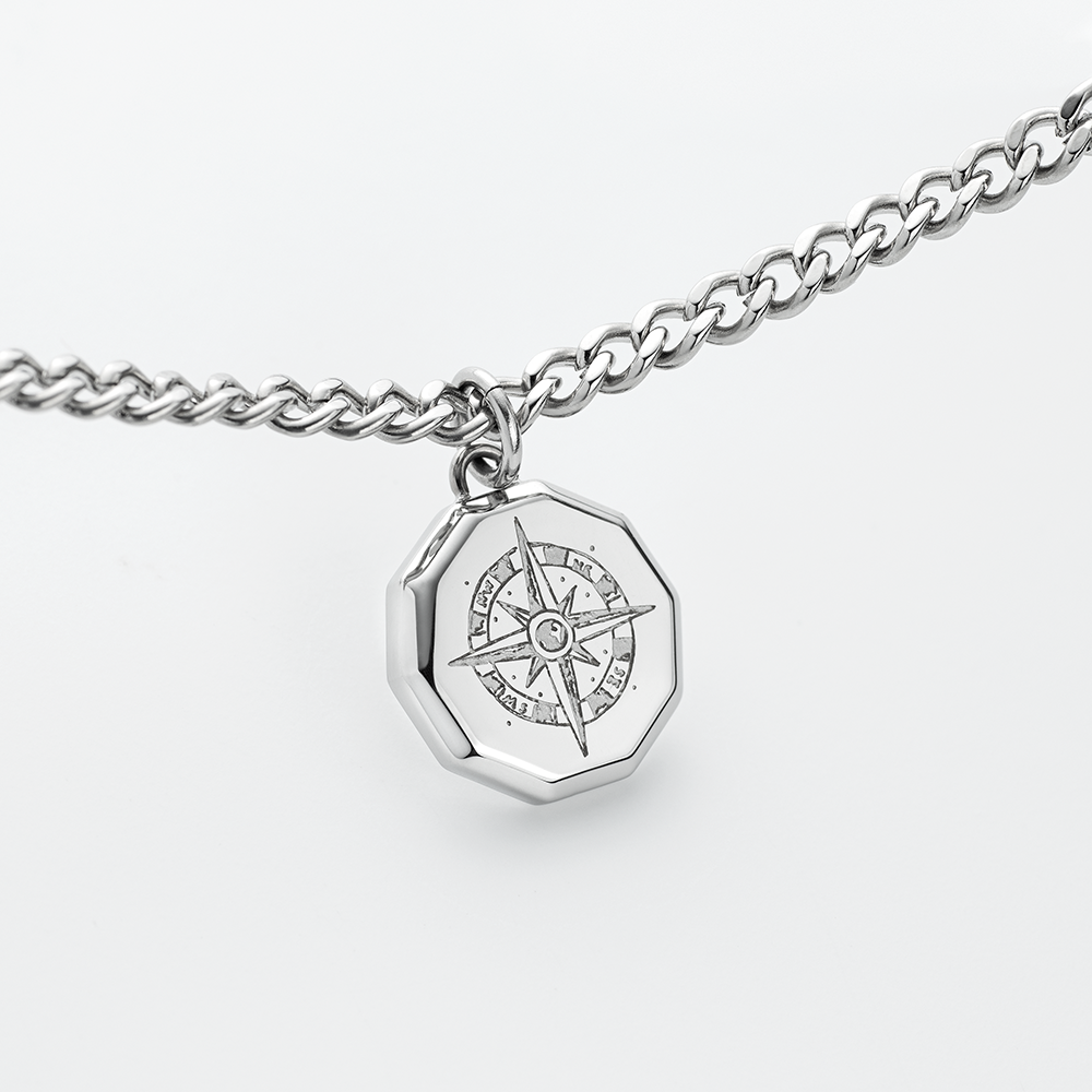 Men's Windrose III Halskette Silber