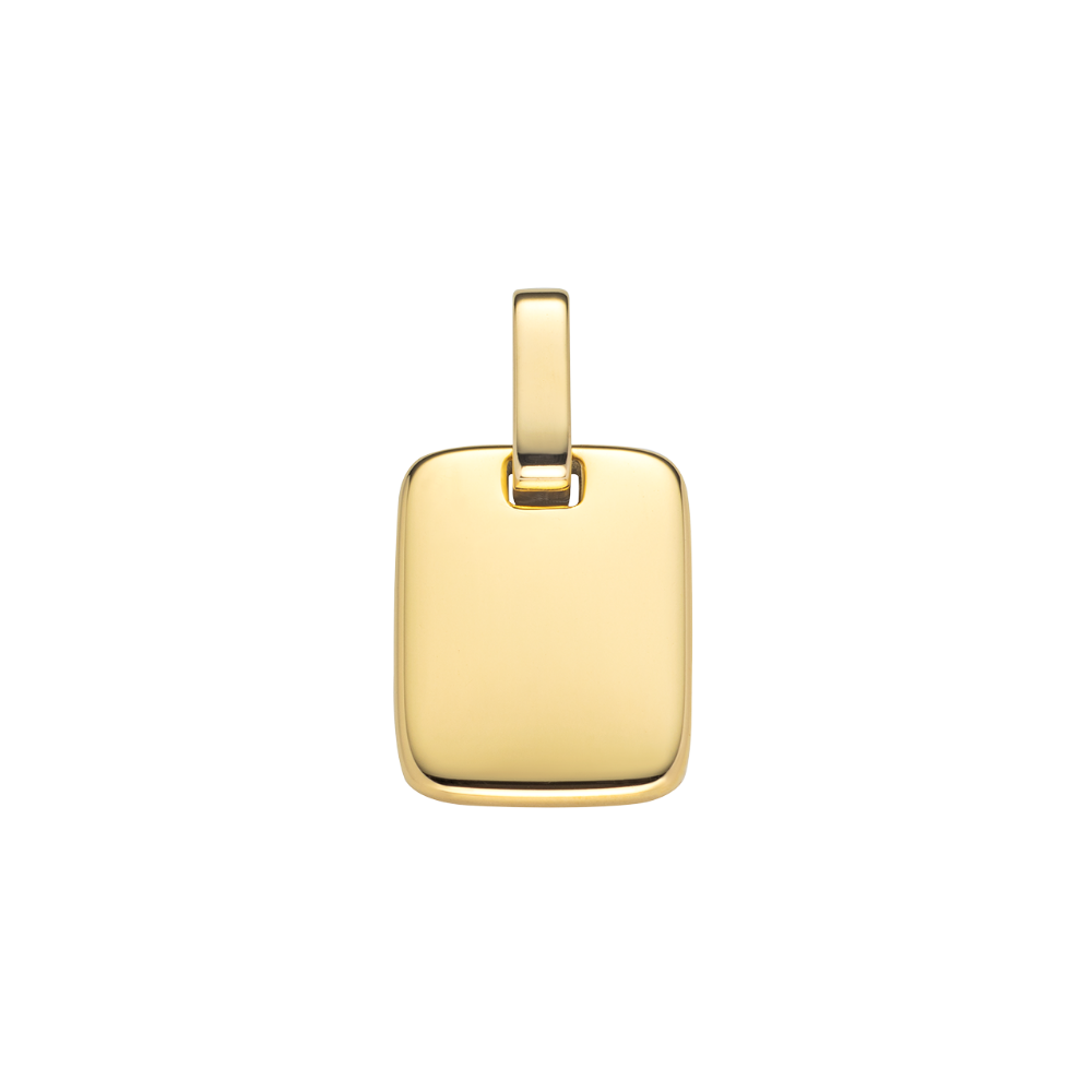 Set Engravable Plate Pendant and Necklace Gold