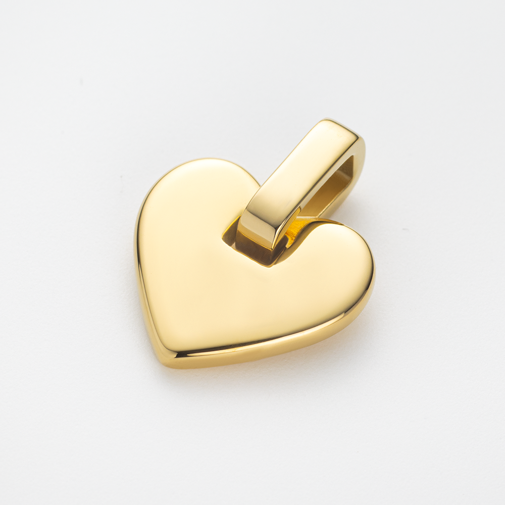 Set Engravable Heart Pendant and Necklace Gold