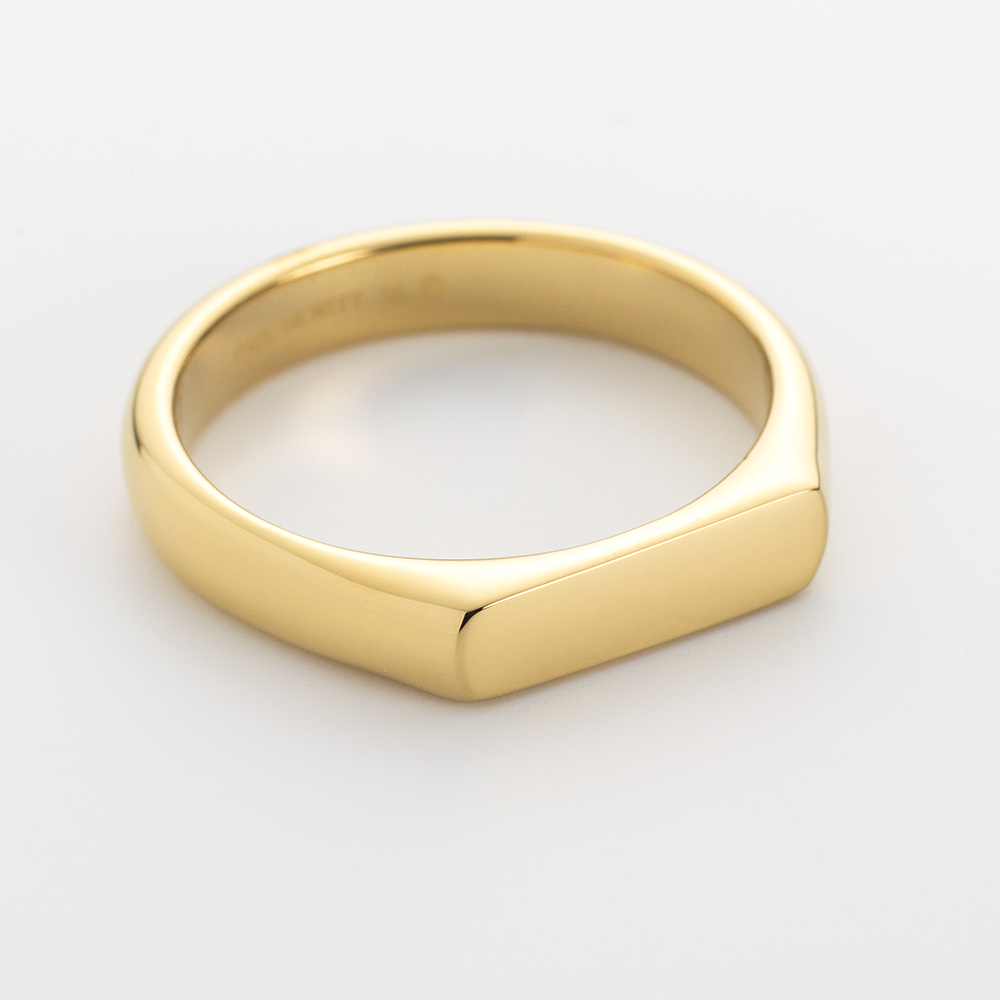 Engravable Slim Signet Ring Gold