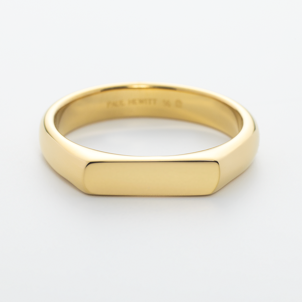 Engravable Slim Signet Ring Gold