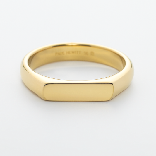 Engravable Slim Signet Ring Gold