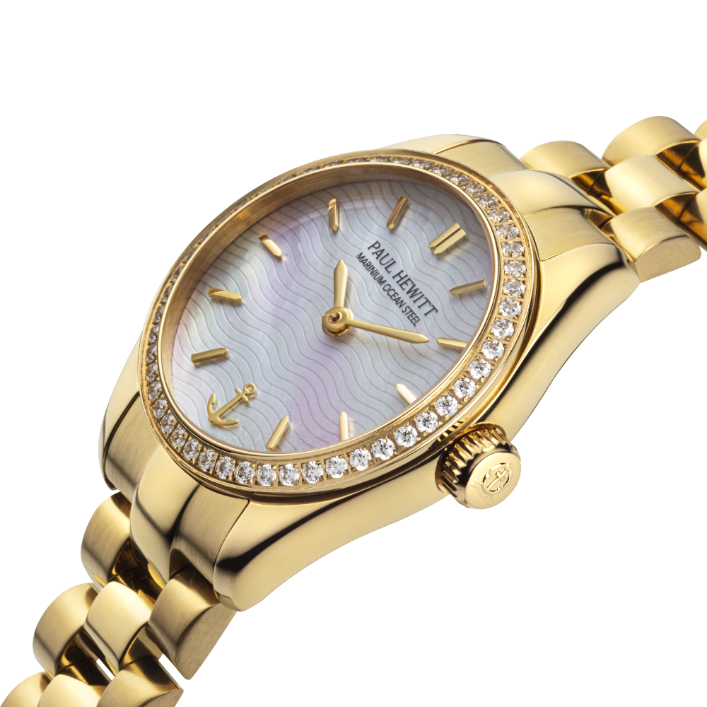 Petit Soleil Round Uhr Gold Pearl Crystal