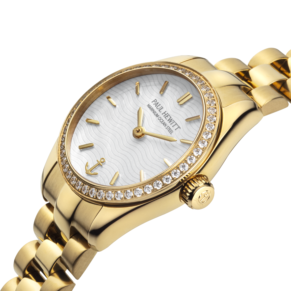 Petit Soleil Round Uhr Gold Weiß Crystal