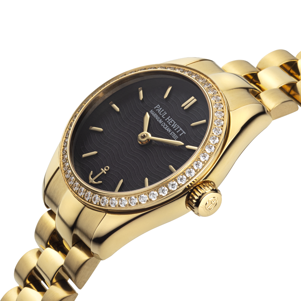 Petit Soleil Round Uhr Gold Schwarz Crystal