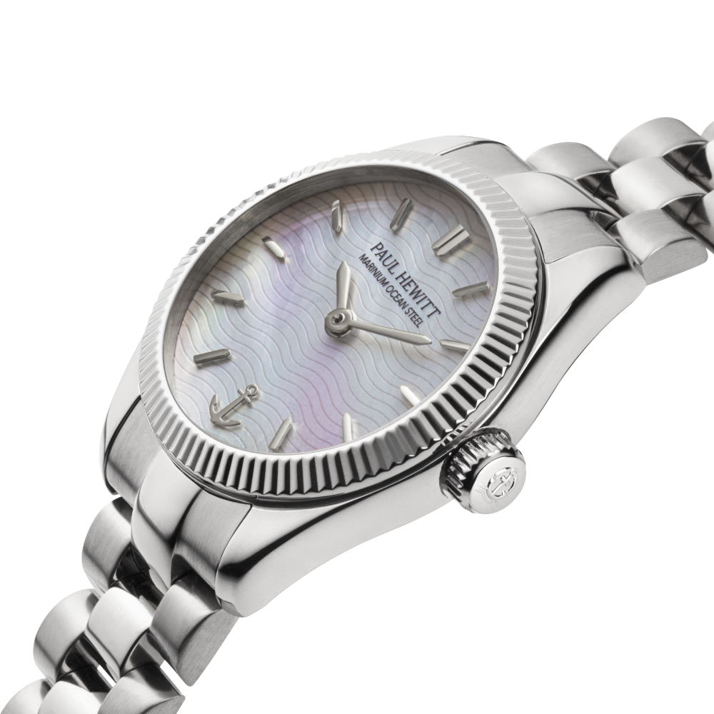 Petit Soleil Round Uhr Silber Pearl