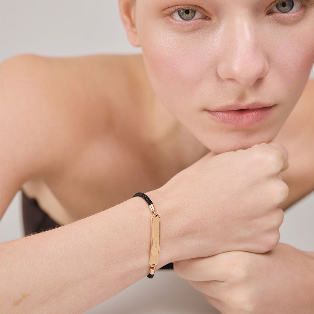 Vitamin Sea Engraved Bracelet Rose Gold Black