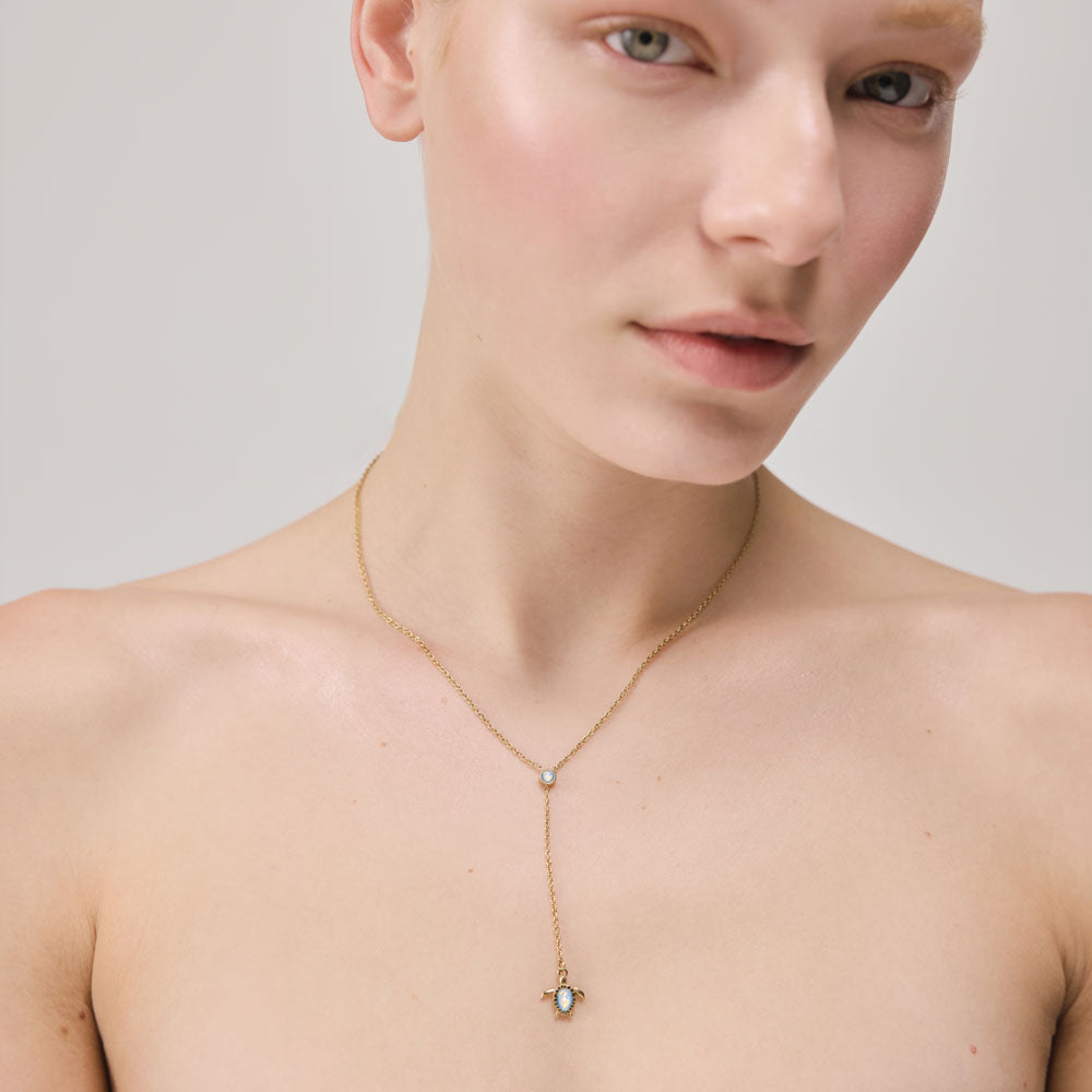 Turtle Y Halskette White Breeze Gold