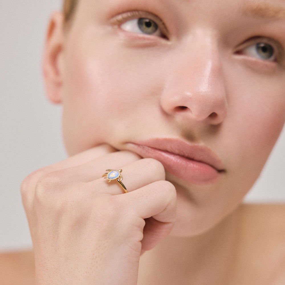Turtle Ring White Breeze Gold