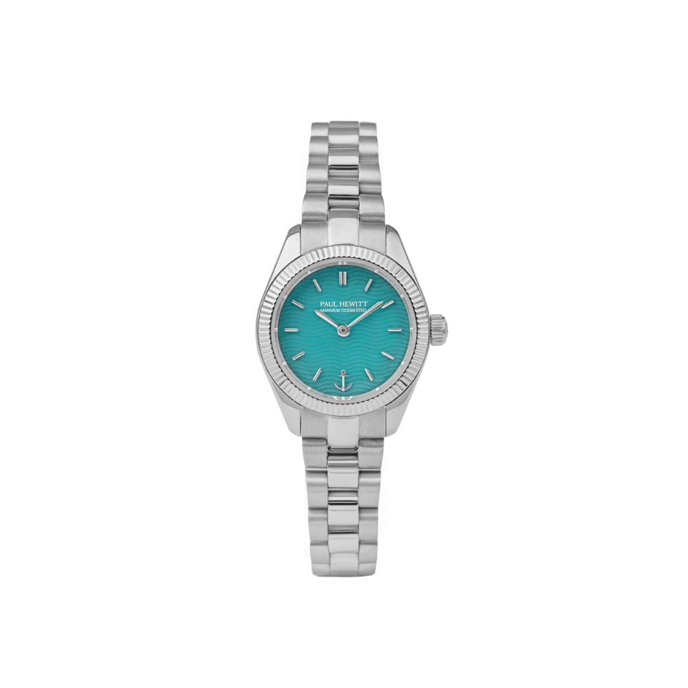 Petit Soleil Round Uhr Silber Turquoise