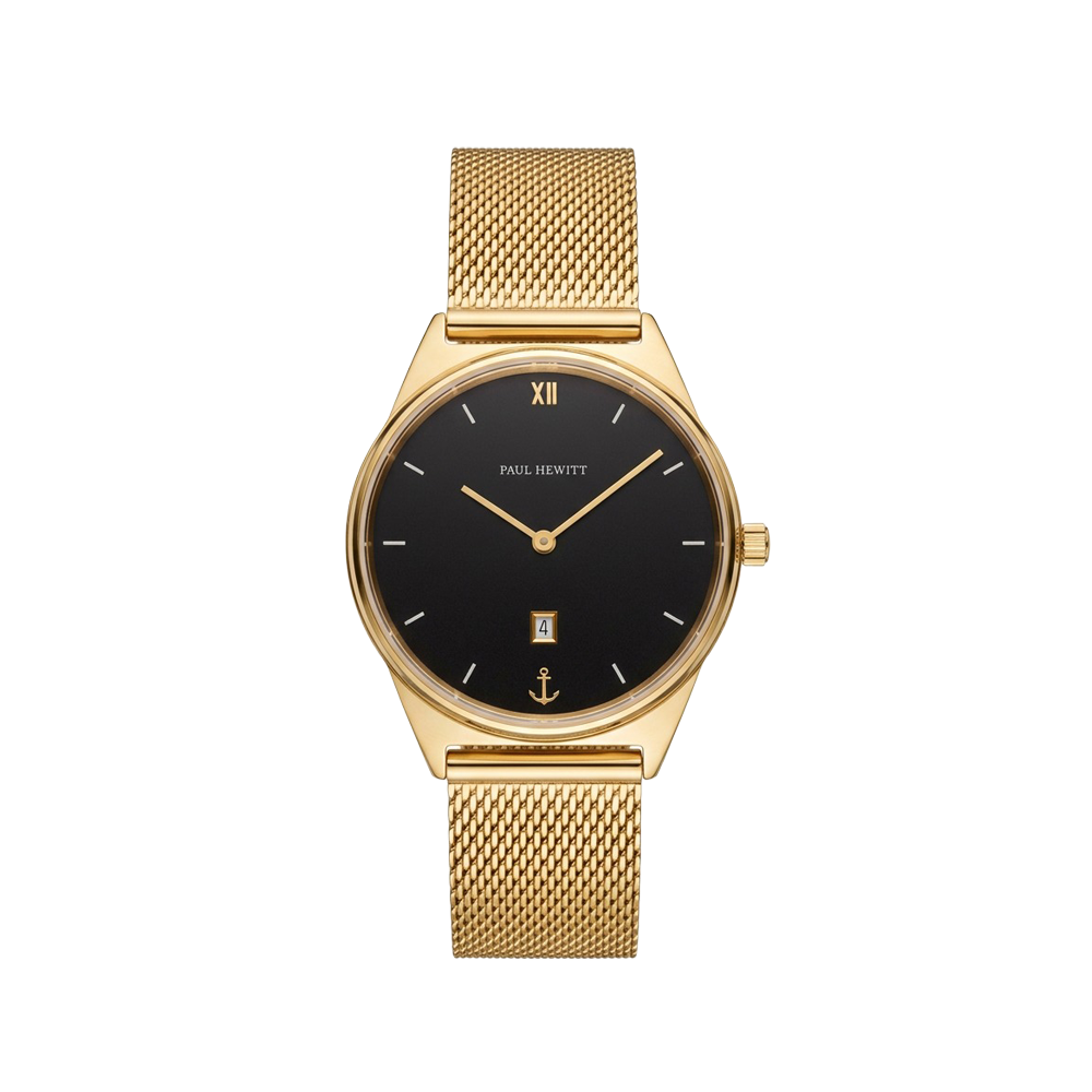Uhr Praia Gold Schwarz Mesh Gold