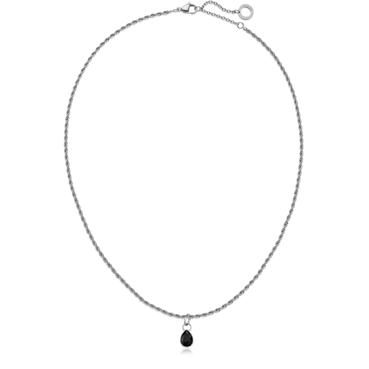 Black Stone Charm Silber