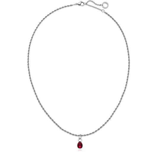 Red Stone Charm Silber