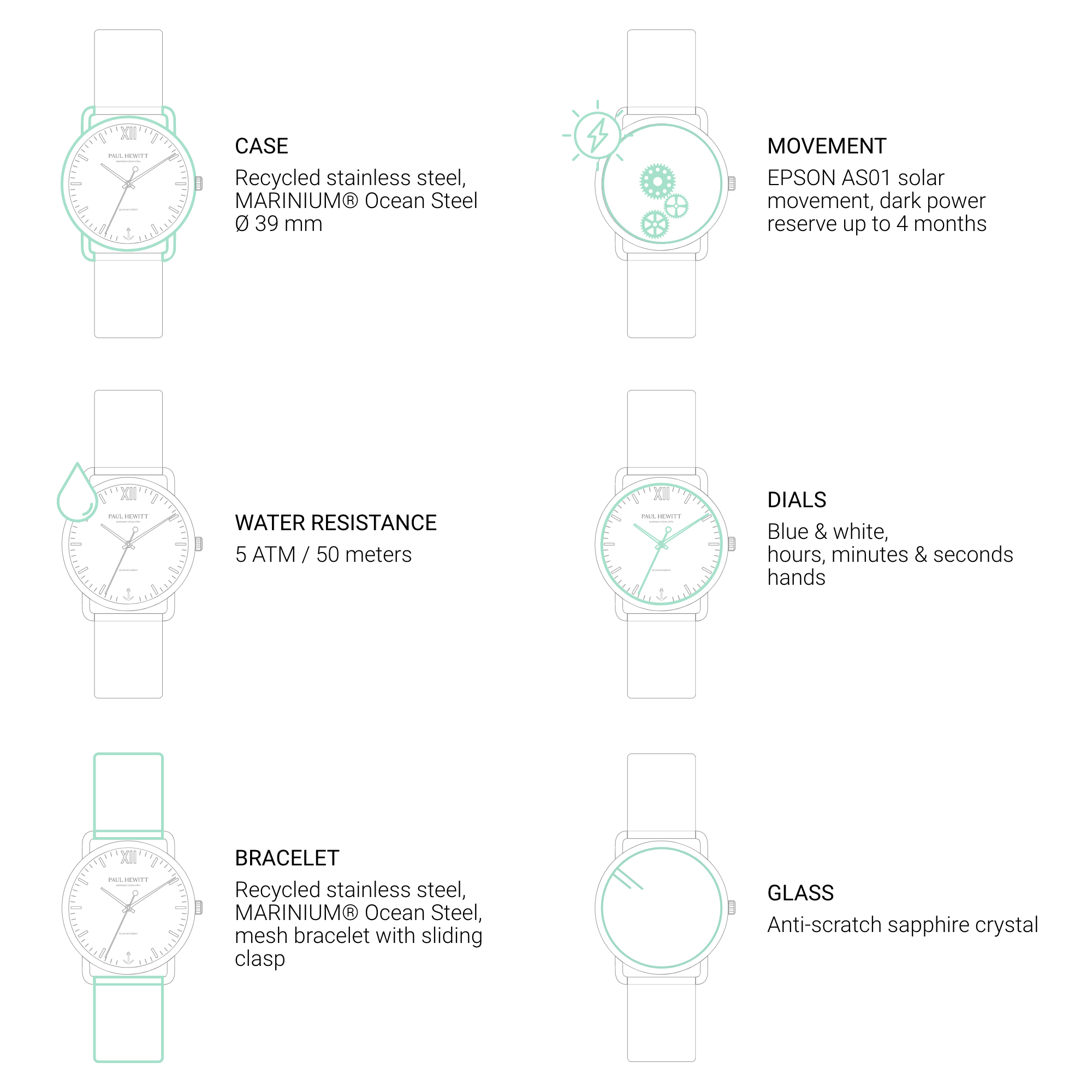 Sailor 39 mm Uhr Gold Weiß