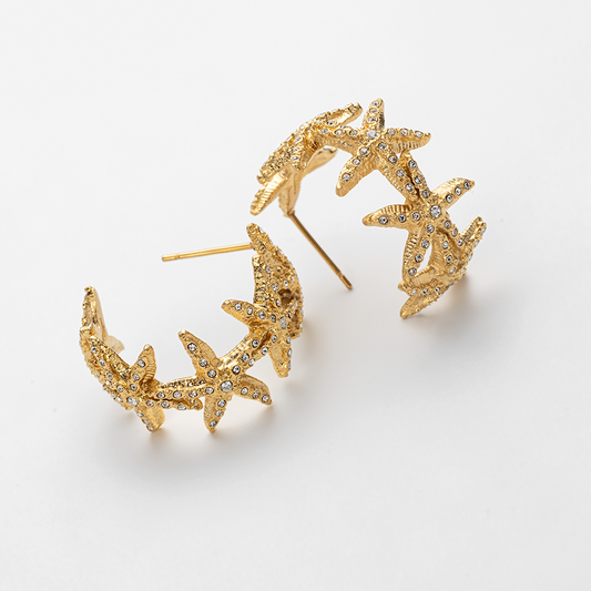 Sea Star Creole Earrings Gold