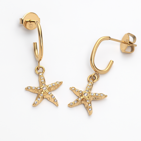 Sea Star Hoops Earring Gold